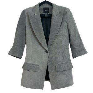 Smythe 3/4 Sleeve Linen Blend Blazer Jacket Gray US 2 Pre-Loved